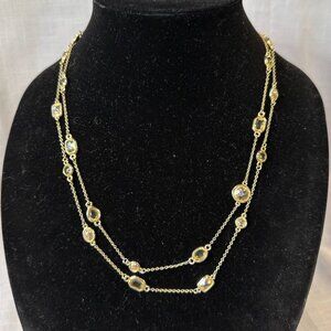 Stella & Dot Haley Gold Tone and Clear Yellow Glass Necklace